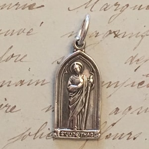St Jude Thaddeus Medal - Sterling Silver Antique Replica - Patron of lost causes, desperate situations and hospital workers