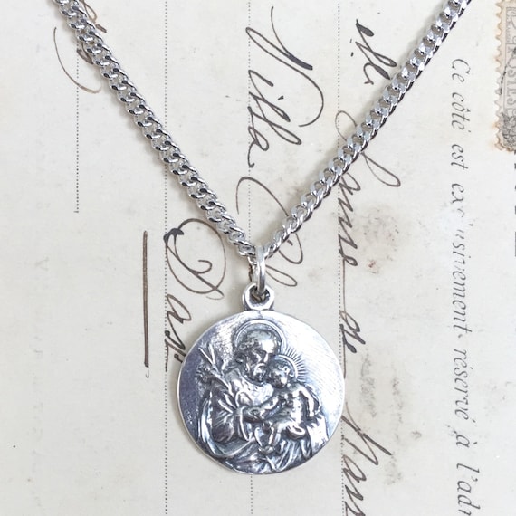 St Joseph Medal - Sterling Silver Antique Replica - Patron of