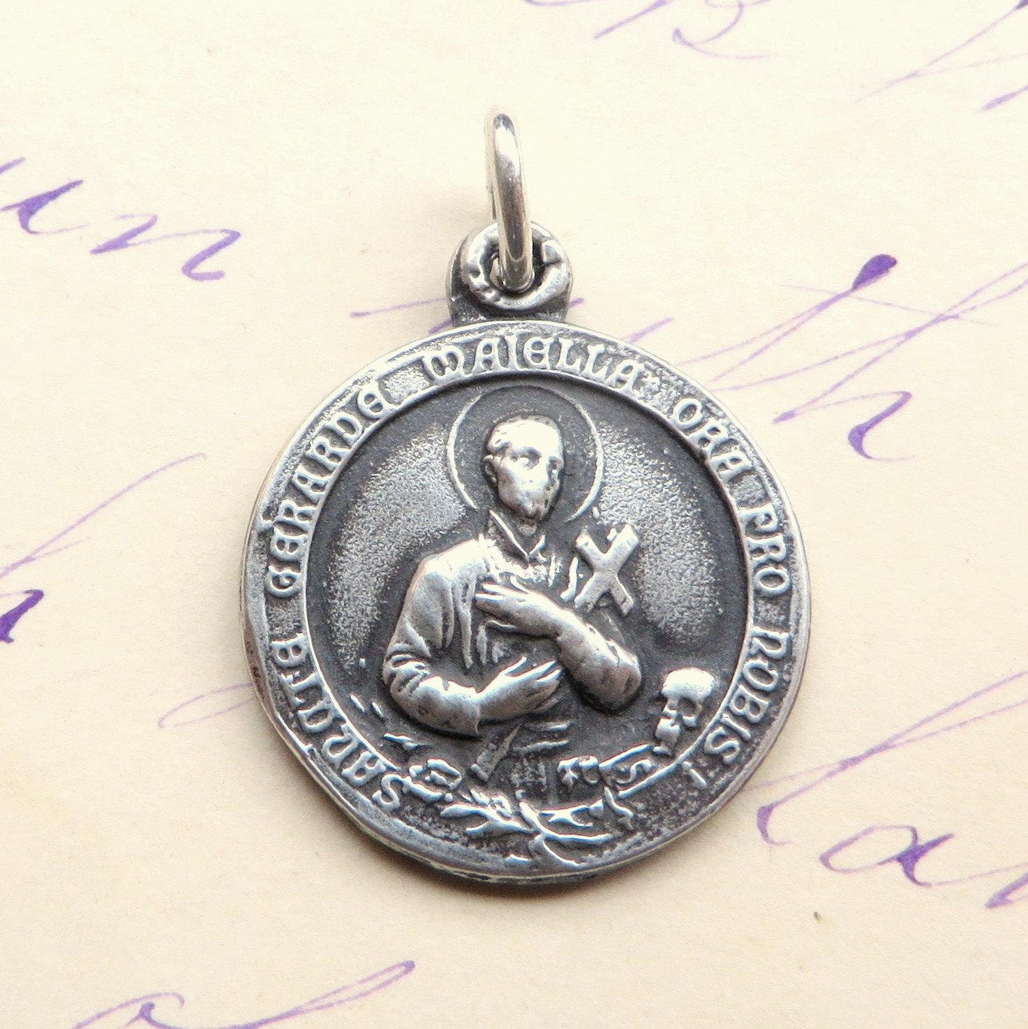 Pendants Necklace Gold St Gerard Majella Medal Patron Saint of