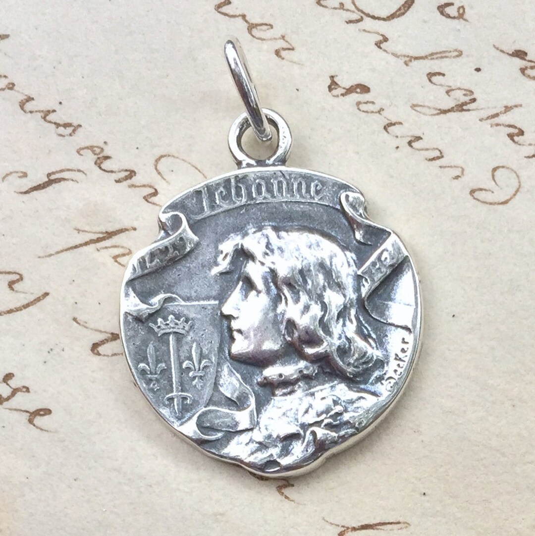 St Joan of Arc Banner Medal - Sterling Silver Antique Replica - Patron ...