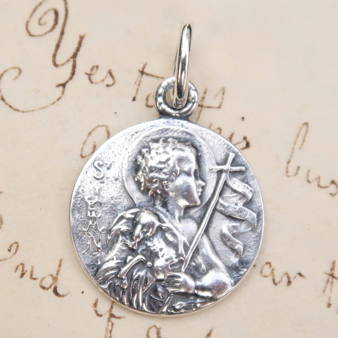 St John the Baptist Medal - Sterling Silver Antique Replica - Patron of ...