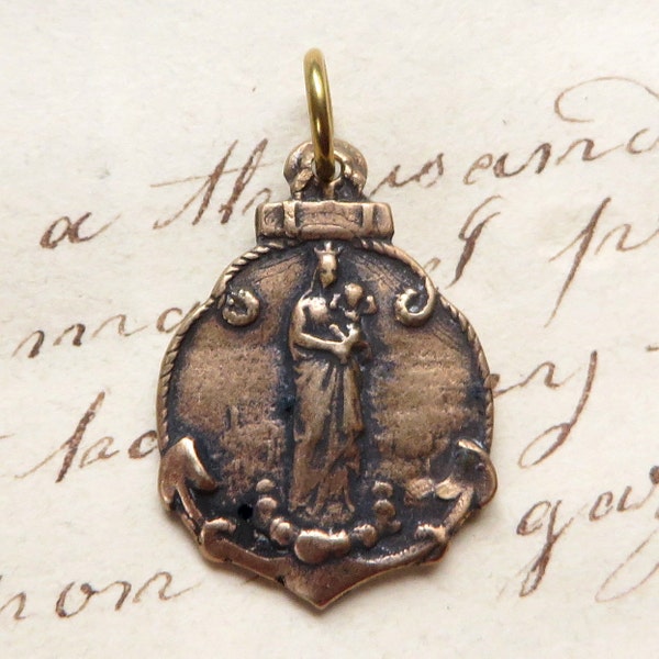 Stella Maris - Virgin Mary Star of the Sea Bronze Medal - Antique Replica