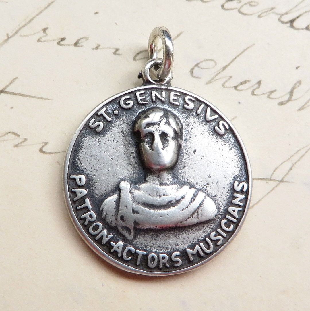 St Genesius Medal - Patron of Actors and Performers - Sterling Silver ...