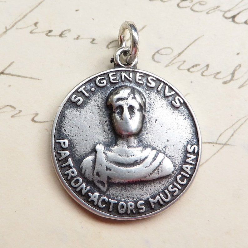 St Genesius Medal Patron of Actors and Performers Sterling Silver