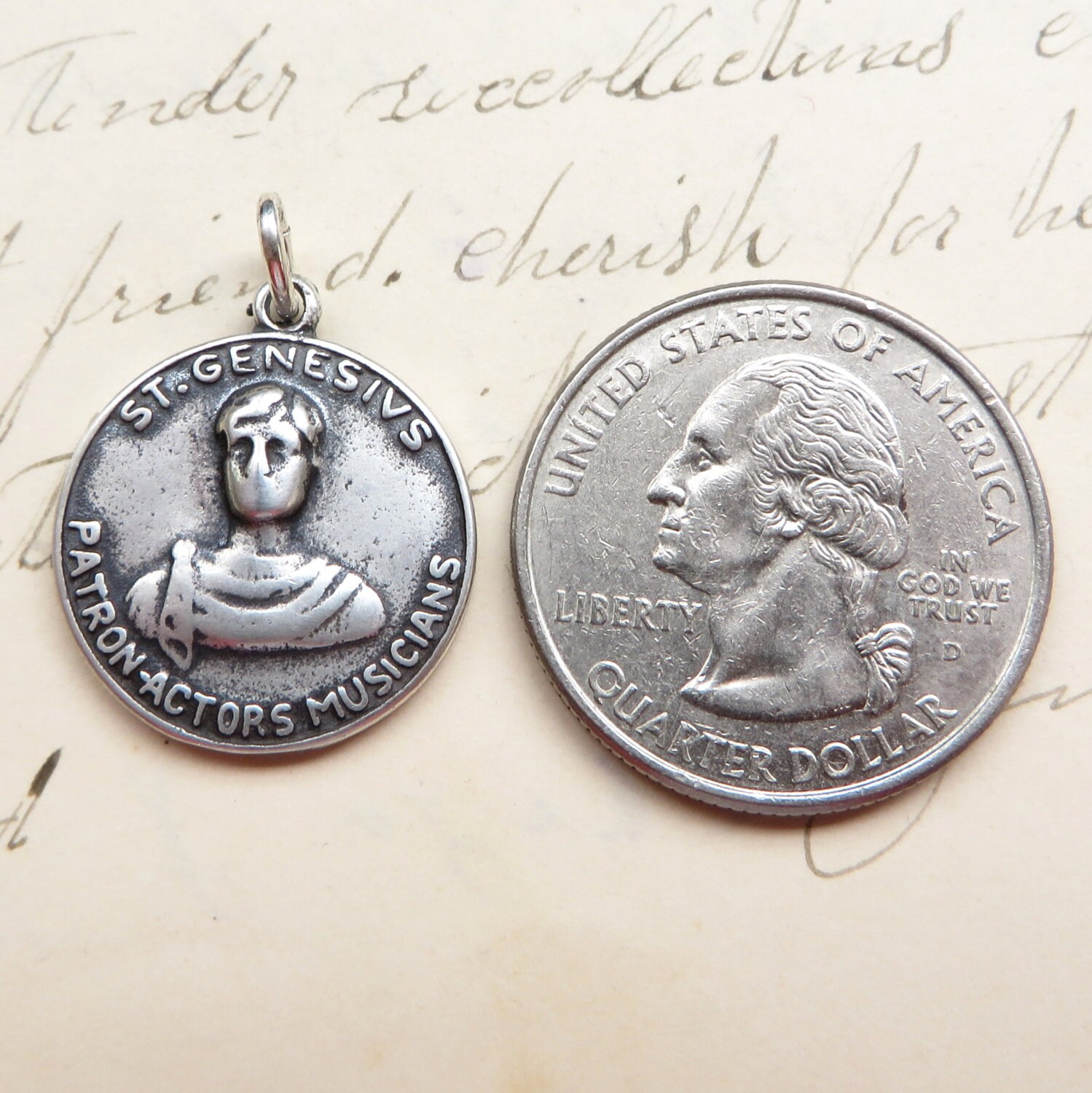 St Genesius Medal - Patron of Actors and Performers - Sterling Silver ...