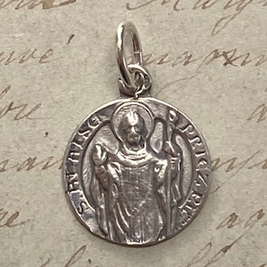 St Blaise Medal - Sterling Silver Antique Replica - Patron of suffers of throat ailments