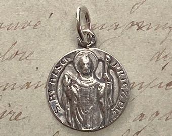 St Blaise Medal - Sterling Silver Antique Replica - Patron of suffers of throat ailments