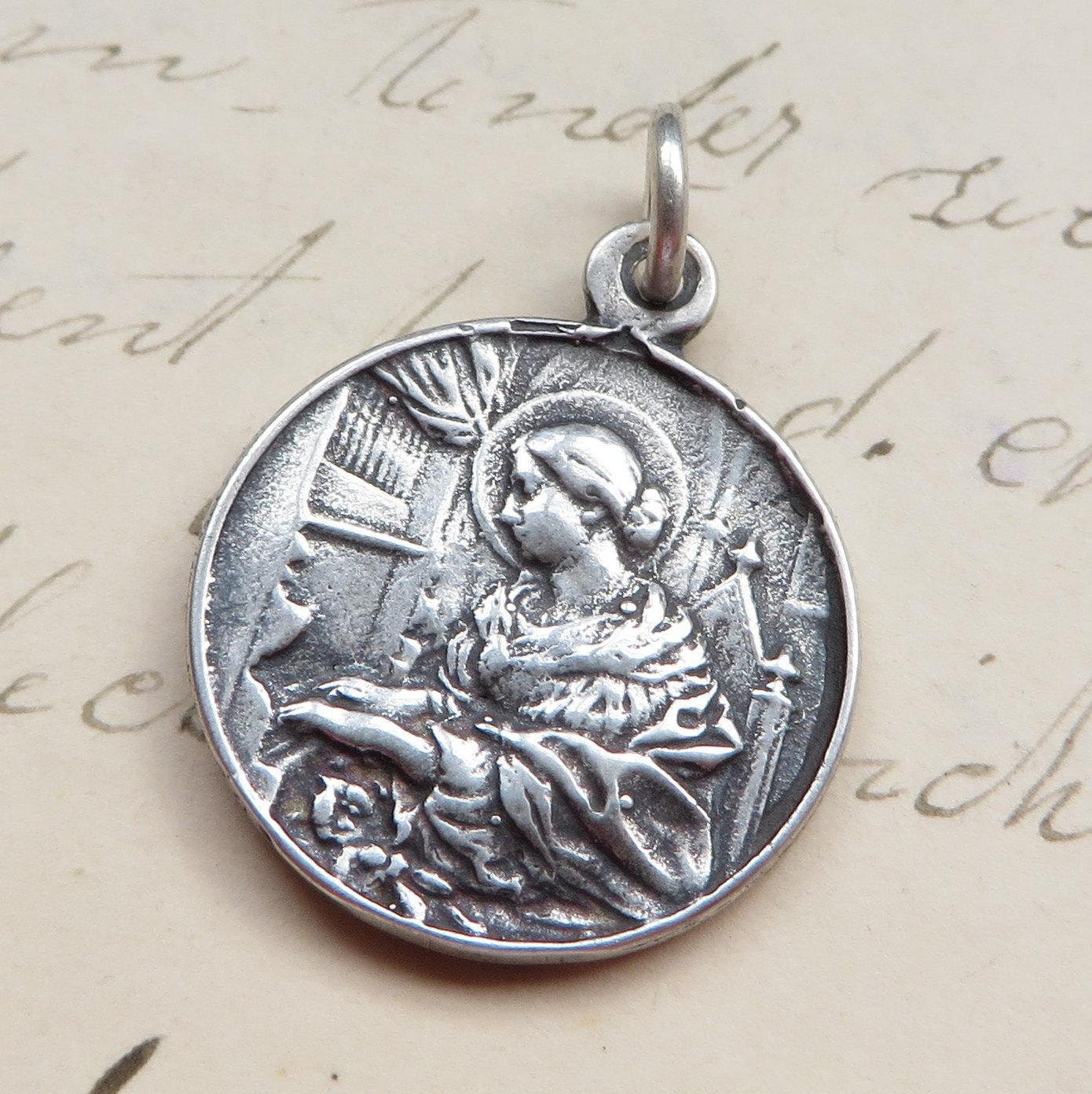 St Agnes / St Cecilia Medal - Sterling Silver Antique Replica - Patrons ...