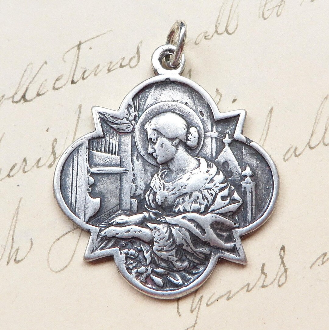 St Cecilia Medal - Sterling Silver Antique Replica - Patrons of Girls ...