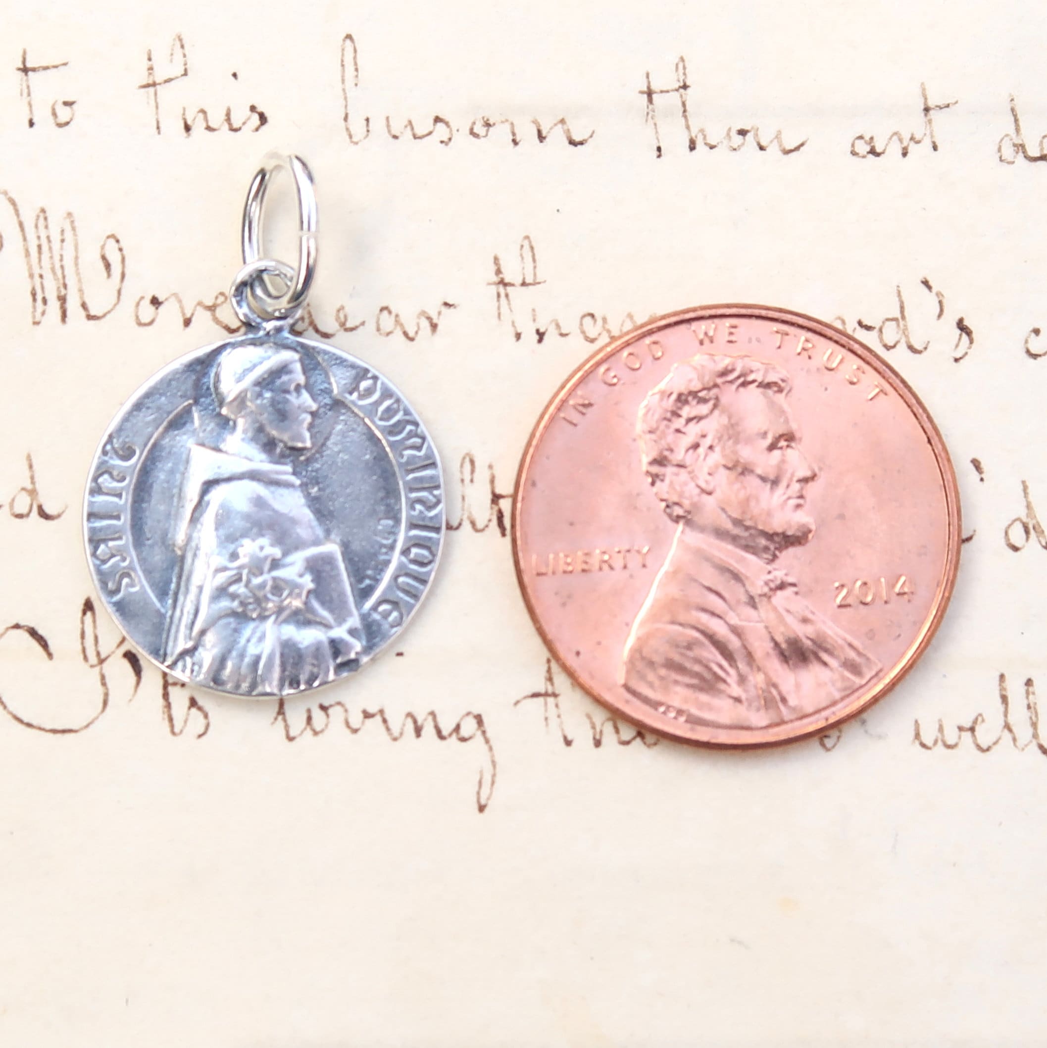 St Dominic Medal - Patron of Astronomers - Sterling Silver Antique ...
