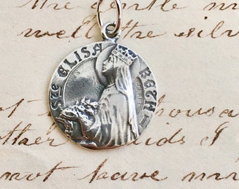 St Elizabeth Medal - Sterling Silver Antique Replica - Patron of nursing homes, hospitals, widows & brides, Against in-law problems