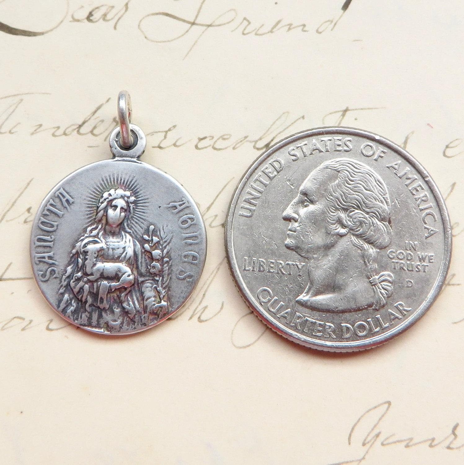 St Agnes / St Cecilia Medal - Sterling Silver Antique Replica - Patrons ...