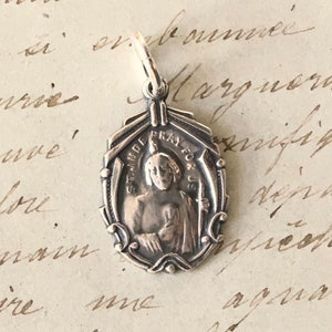 St Jude Thaddeus Medal - Sterling Silver Antique Replica - Patron of lost causes, desperate situations and hospital workers