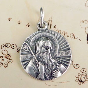 St Benedict Medal - Sterling Silver Antique Replica - Patron against temptation and evil