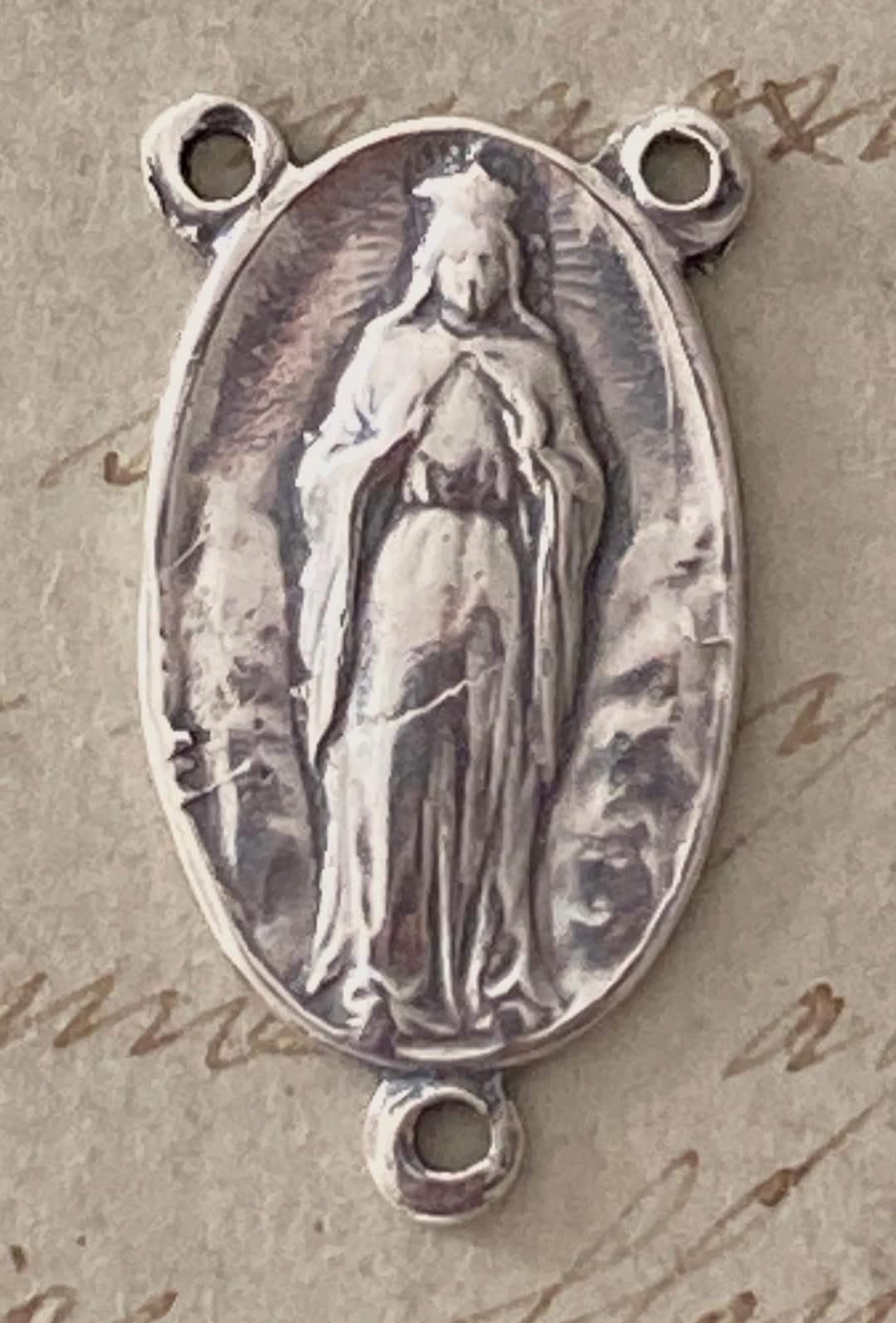 Our Lady of Knock Rosary Center Sterling Silver Antique Replica Etsy