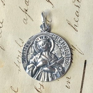 St Catherine of Alexandria Medal - Sterling Silver Antique Replica - Patron of lawyers, nurses, teachers