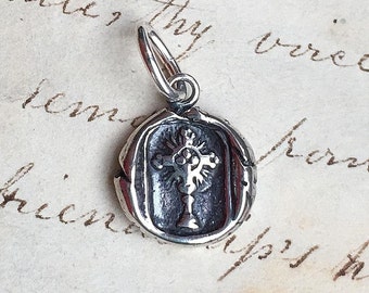 Radiant Cross Wax Seal Medal - Sterling Silver Antique Replica