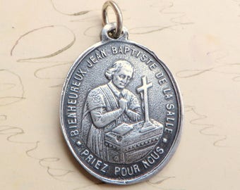 St Jean Baptiste de la Salle Medal - Sterling Silver Antique Replica - Patron of teachers and principals
