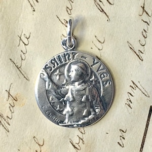St Yves Medal - Sterling Silver Antique Replica - Patron of lawyers & judges
