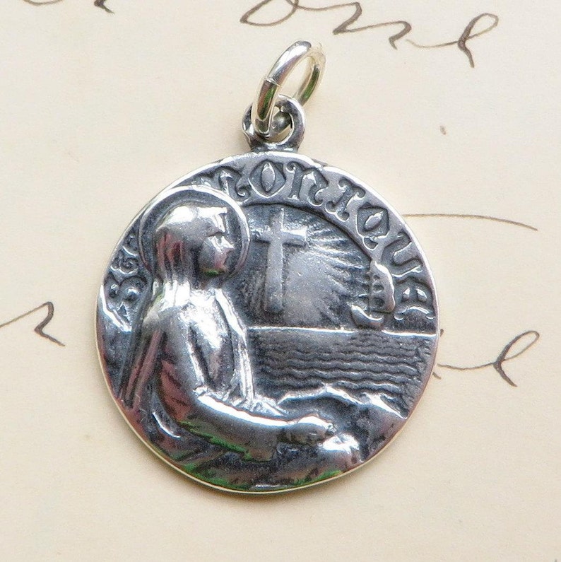 St Monica Medal Sterling Silver Antique Replica Patron of mothers, difficult children & alcoholics image 1