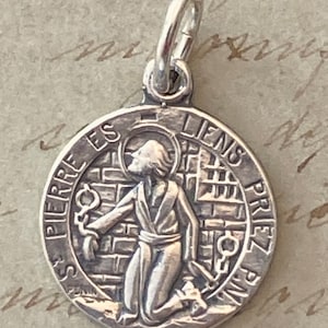 St Peter - Patron of papacy, fishermen, butchers - Sterling Silver Antique Replica