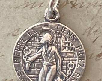 St Peter - Patron of papacy, fishermen, butchers - Sterling Silver Antique Replica