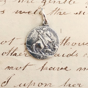 Medalla de San Jorge - Réplica antigua en plata de ley - Patrón de los jinetes, las enfermedades de la piel e Inglaterra