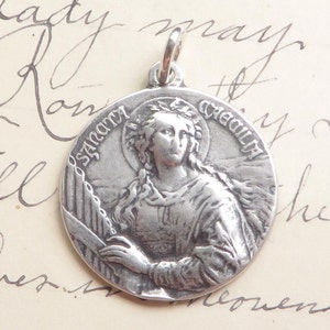 St Cecilia Medal - Patron of Girls and Musicians - Sterling Silver ...