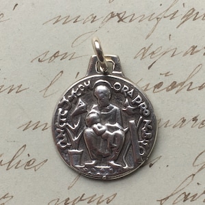 Petite médaille de Saint-Joseph - Réplique antique en argent sterling - Patron des pères et des grands-pères