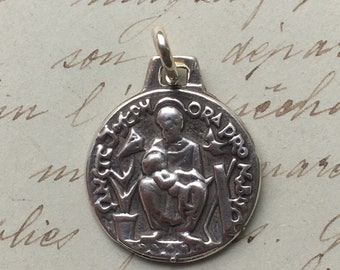 St Joseph Small Medal - Sterling Silver Antique Replica - Patron of fathers and grandfathers