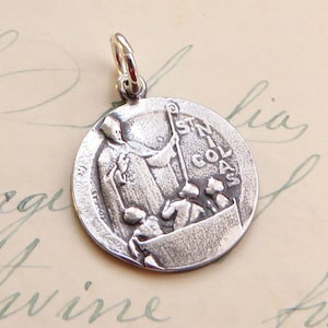 St Nicholas Medal Sterling Silver Antique Replica Patron of children, against robbery image 4