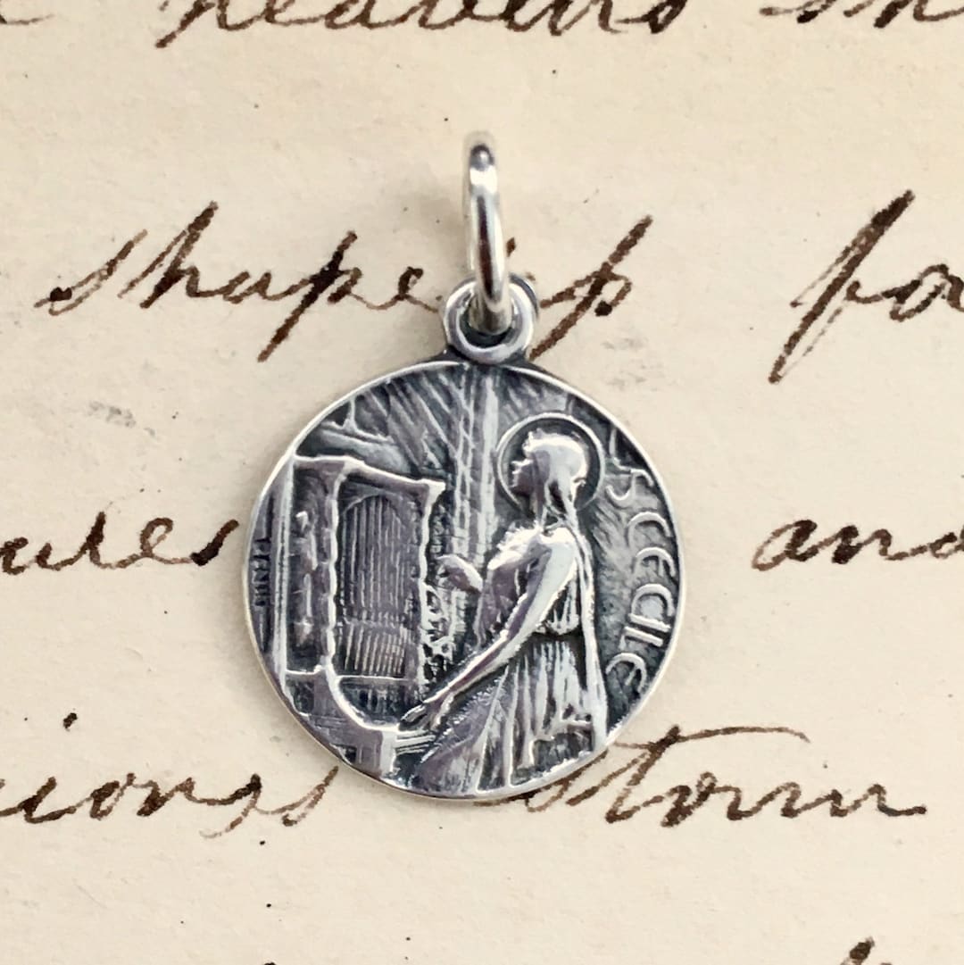 St Cecilia Medal - Sterling Silver Antique Replica - Patrons of Girls ...