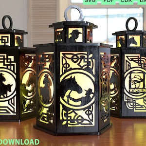 Cowboy Lamp Night Light Lantern Decoration SVG Laser, Western Lantern SVG Download