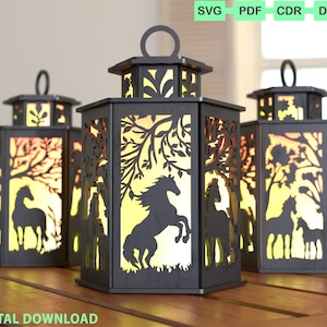 Horse Lamp Night Light Lantern Decoration SVG Laser
