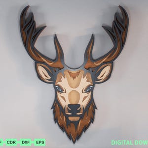 Deer Multilayer Svg, Deer 3D Layer Svg