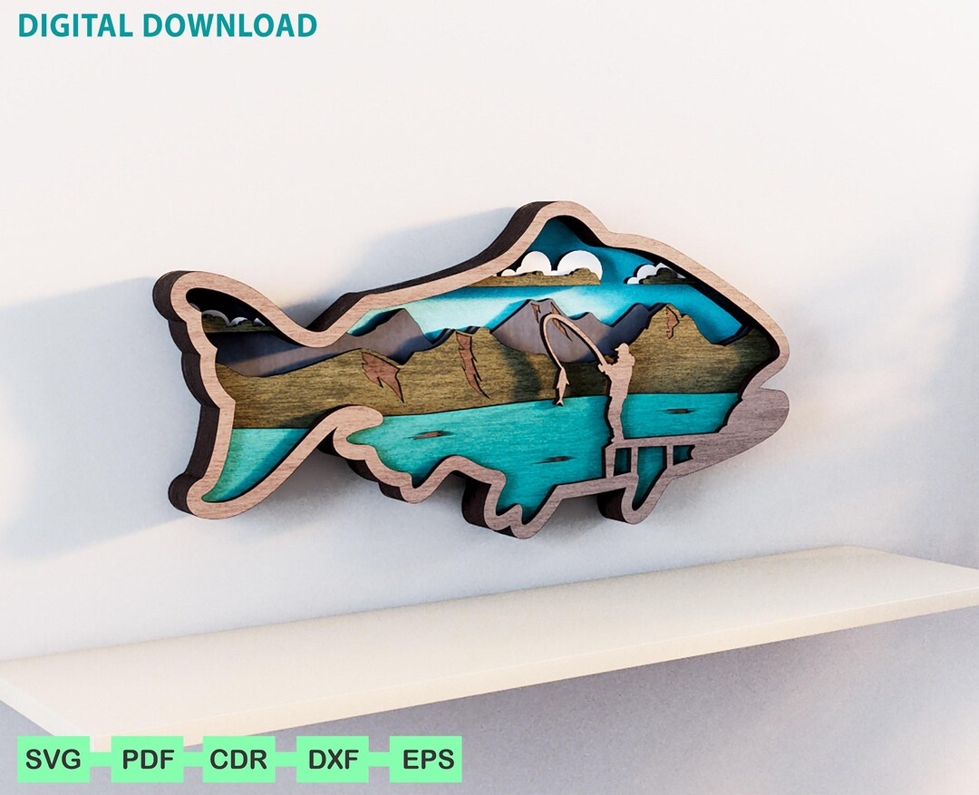 Fishing Multilayer SVG, Fishing Cut File - Etsy