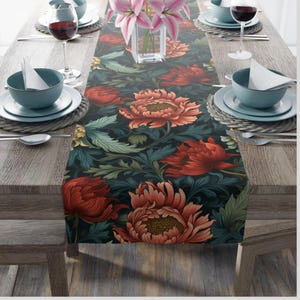 Table Runner, Floral Decor for Dining, Elegant Botanical Table Setting, Rustic Home Accents, Perfect for Weddings, Holidays