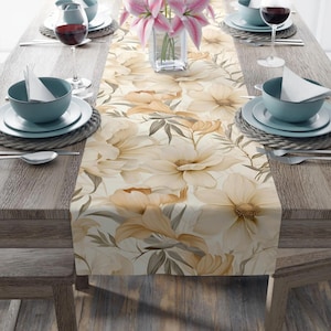 Table Runner for Home Decor, Elegant Floral Kitchen Table, Wedding Decoration, Dining Room Centerpiece, Rustic Table Decor