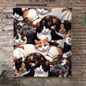 Blanket - Cozy Kitten Throw, Cat Lover Gift, Warm Animal Print, Cute Pet Decor, Super Soft Plush Coverlet, Sherpa Fleece