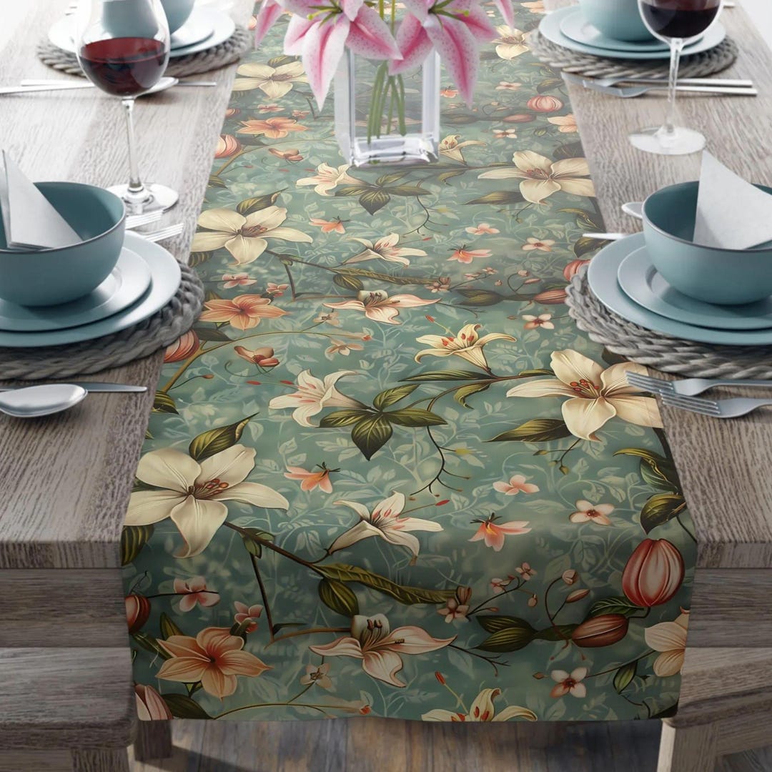 Table Runner Spring Style Floral Spring Table Runner: Elegant Dining Decor - Etsy