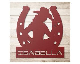 Personalized Cowgirl Metal Sign: Western Ranch, Farmhouse, or Rodeo Decor