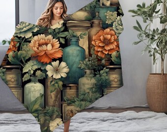 Apothecary Floral Blanket: Vintage Botanical Decor Throw