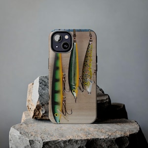 Fishing Lures Phone Case, Outdoor Fisherman Fishing Gear Tough Phone Cases, Angler Gift, Protective Smartphone Cover, Fishing Lover