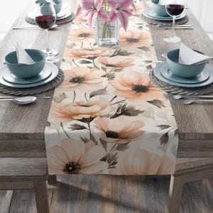 Floral Table Runner, Elegant Dining Decor, Farmhouse Style, Wedding, Home Interior, Table Decoration, Gift for Hosts