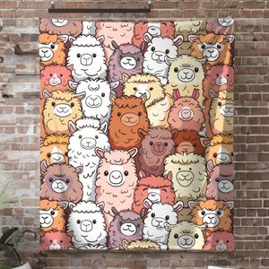 Blanket, Cartoon Llama Throw, Cozy Animal Print Bedding, Soft Plush Cover, Cute Gift for Alpaca Lovers