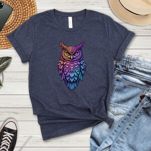 Owl Shirt, Bird Tee, Bright Animal Shirt, Nature Lover Gift, Short Sleeve Top
