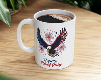 Independence Day 4th of July Coffee Cup Ceramic Mug | Patriotic Stars Stripes