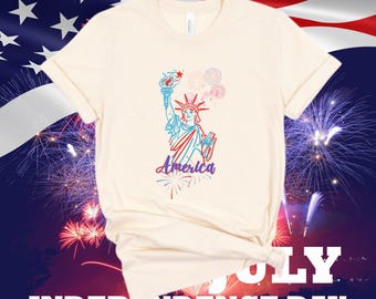 4th of July T-Shirt | Patriotic USA Flag Statue of Liberty  Tee