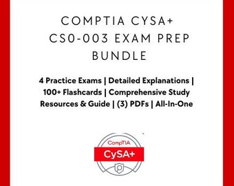 Pakiet Ultimate CompTIA CySA+ CS0-003 Exam Prep Bundle: ponad 100 pytań egzaminacyjnych, fiszki i kompleksowe materiały do nauki | (3) pliki PDF