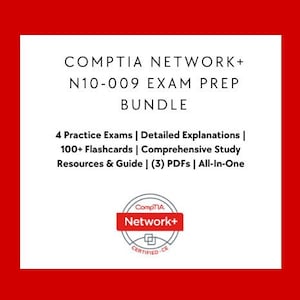 Pacchetto di preparazione all'esame Ultimate CompTIA Network+ N10-009: oltre 100 domande di esame pratico, schede didattiche e risorse di studio complete / (3) PDF
